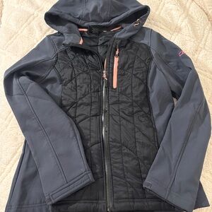 Women's Black and Gray Hooded Jacket